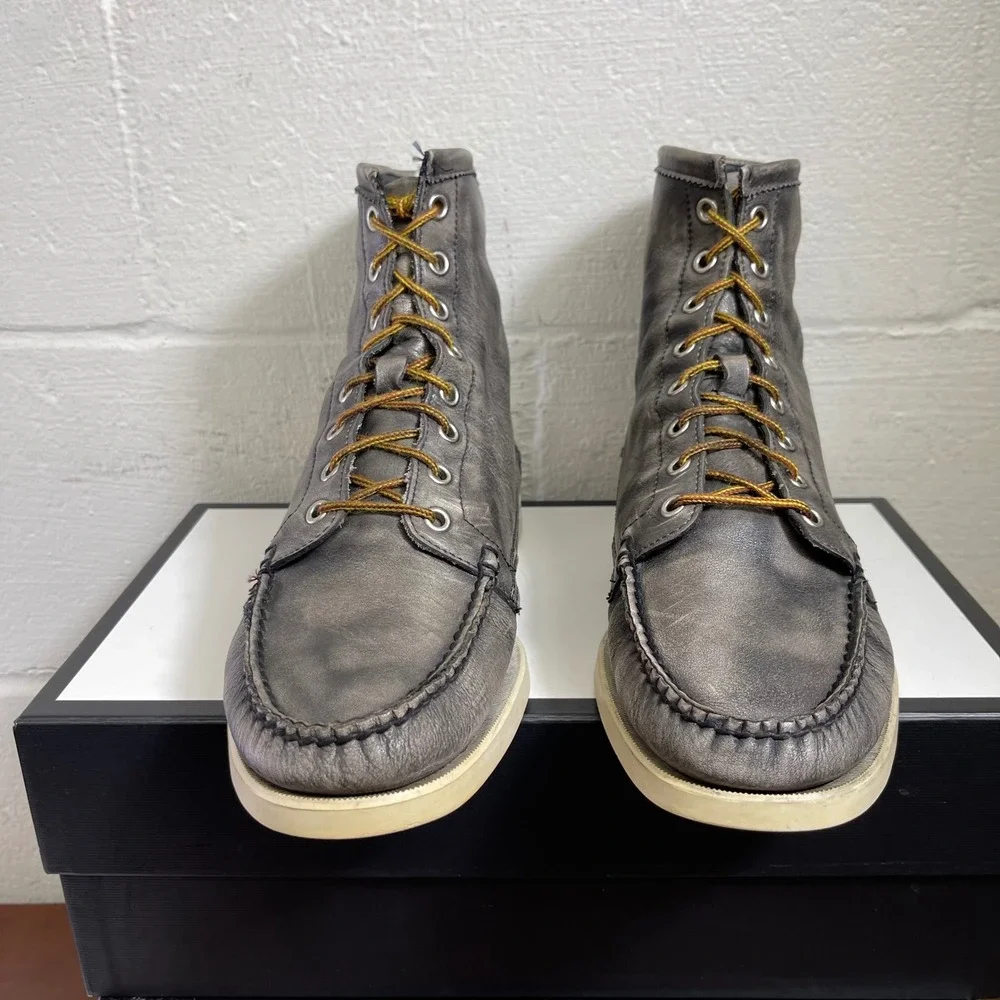 Sebago Lighthouse Tinsel Black Leather Ankle Boots Lace Up Men's US 9 M